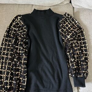 Flying Tomato Black Top with Sequin Detail